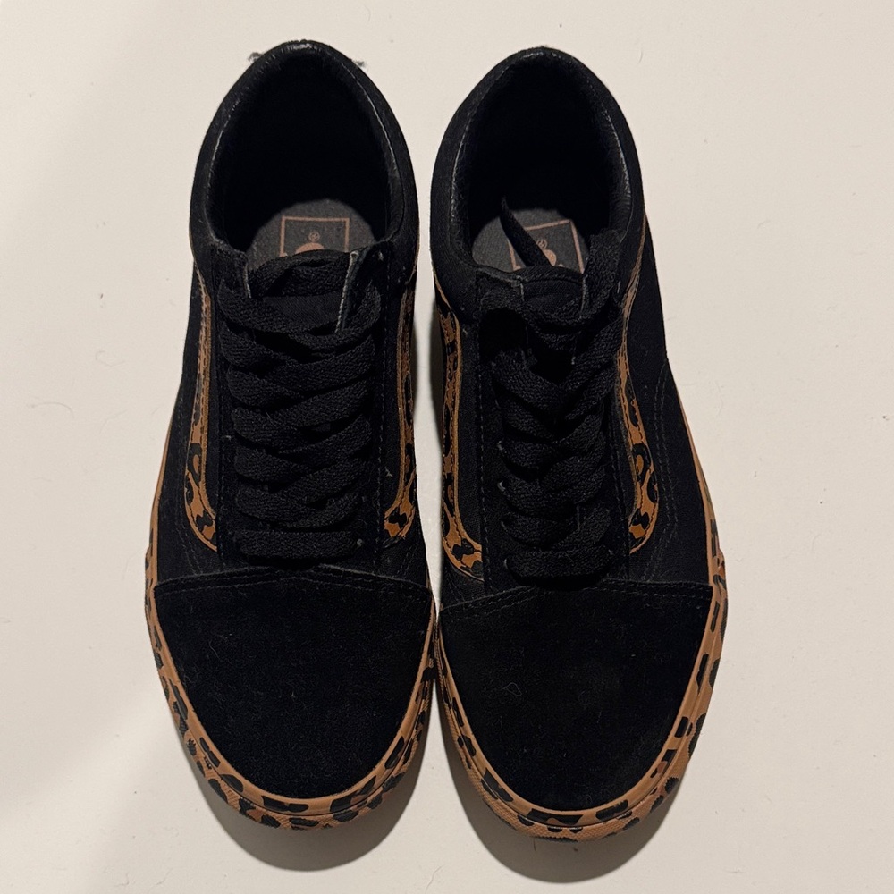 Vans Black and Leopard Print Sneakers